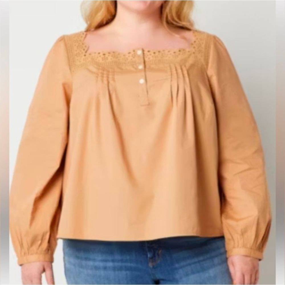 NWT a.n.a Eyelet Lace Trim Cotton Top Plus Size 2X